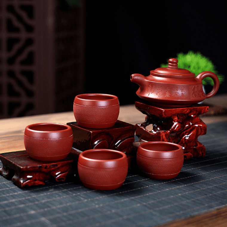 Yixing Zisha Teapot Set [Shede Zhou Pan] (Dahongpao – 150ml)