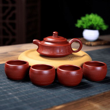Yixing Zisha Teapot Set [Shede Zhou Pan] (Dahongpao – 150ml)