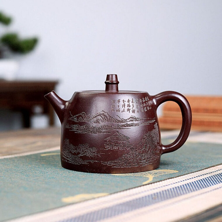 Yixing Zisha Teapot [Shanshui Han Duo] (Zi Ni – 400ml)