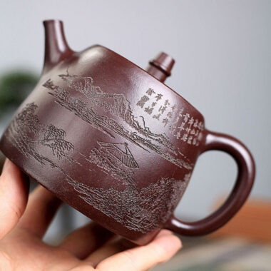 Yixing Zisha Teapot [Shanshui Han Duo] (Zi Ni – 400ml)