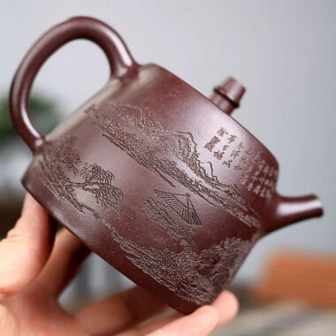 Yixing Zisha Teapot [Shanshui Han Duo] (Zi Ni – 400ml)