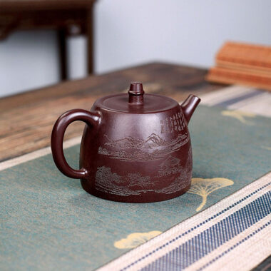 Yixing Zisha Teapot [Shanshui Han Duo] (Zi Ni – 400ml)