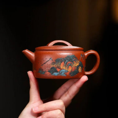 Yixing Zisha Teapot [Shanshui Hanwa] (Hong Jiang Po Ni – 220ml)