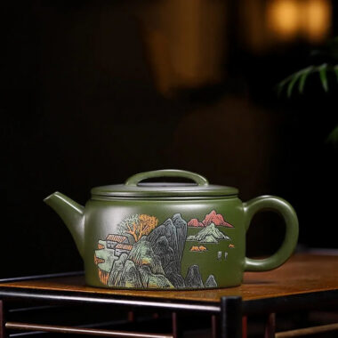 Yixing Zisha Teapot [Shanshui Hanwa] (Lu Ni – 250ml)