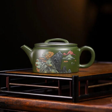 Yixing Zisha Teapot [Shanshui Hanwa] (Lu Ni – 250ml)