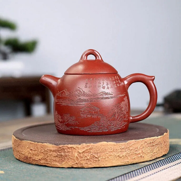Yixing Zisha Teapot [Shanshui Qin Quan] (Hong Qing Shui Ni – 300ml)