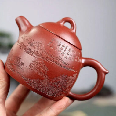 Yixing Zisha Teapot [Shanshui Qin Quan] (Hong Qing Shui Ni – 300ml)
