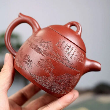 Yixing Zisha Teapot [Shanshui Qin Quan] (Hong Qing Shui Ni – 300ml)