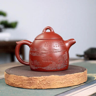 Yixing Zisha Teapot [Shanshui Qin Quan] (Hong Qing Shui Ni – 300ml)