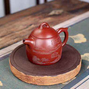 Yixing Zisha Teapot [Shanshui Qin Quan] (Hong Qing Shui Ni – 300ml)