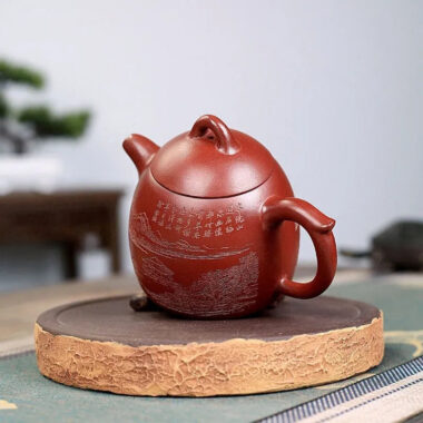 Yixing Zisha Teapot [Shanshui Qin Quan] (Hong Qing Shui Ni – 300ml)