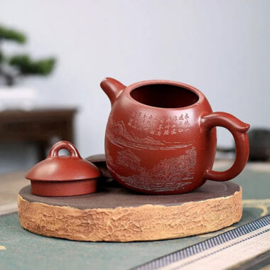 Yixing Zisha Teapot [Shanshui Qin Quan] (Hong Qing Shui Ni – 300ml)