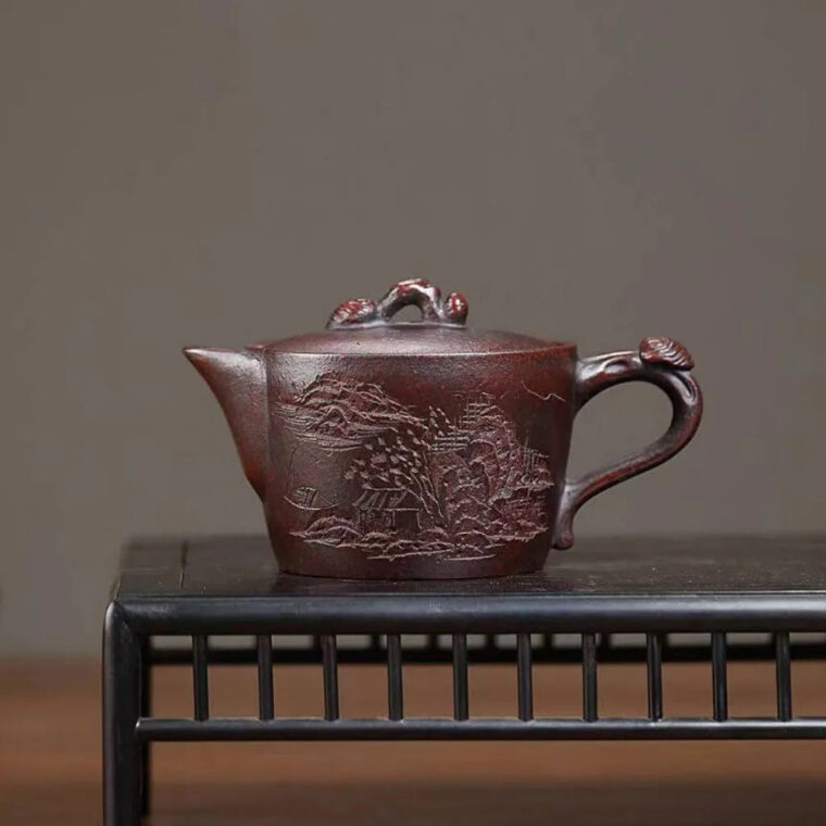 Yixing Zisha Teapot [Shanshui Wadang] (Shi Hong High Temperature Fired – 240ml)