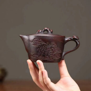 Yixing Zisha Teapot [Shanshui Wadang] (Shi Hong High Temperature Fired – 240ml)