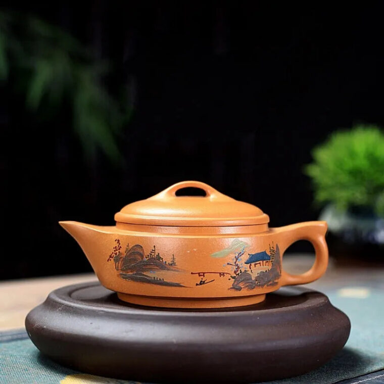 Yixing Zisha Teapot [Shanshui Yinxiang Yu Pan] (Duan Ni – 240ml)