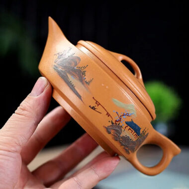 Yixing Zisha Teapot [Shanshui Yinxiang Yu Pan] (Duan Ni – 240ml)