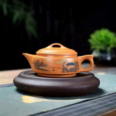 Yixing Zisha Teapot [Shanshui Yinxiang Yu Pan] (Duan Ni – 240ml)