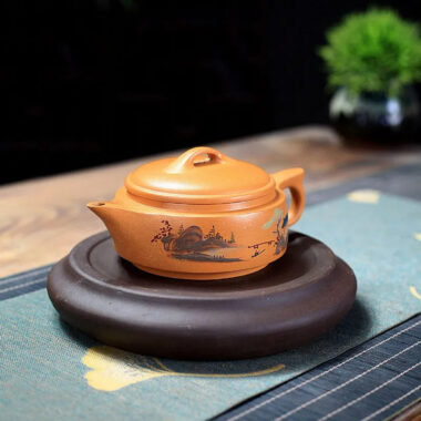 Yixing Zisha Teapot [Shanshui Yinxiang Yu Pan] (Duan Ni – 240ml)