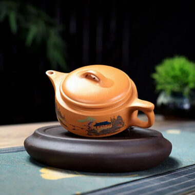Yixing Zisha Teapot [Shanshui Yinxiang Yu Pan] (Duan Ni – 240ml)