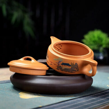 Yixing Zisha Teapot [Shanshui Yinxiang Yu Pan] (Duan Ni – 240ml)
