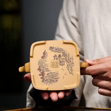 Yixing Zisha Teapot [Sifang Guling] (Huangjin Duan NI – 280ml)