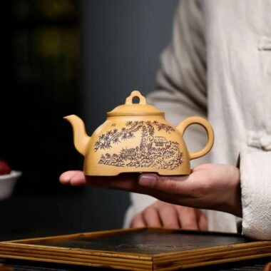 Yixing Zisha Teapot [Sifang Guling] (Huangjin Duan NI – 280ml)