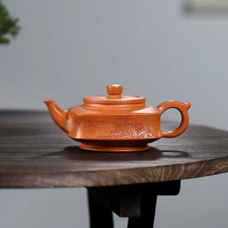 Yixing Zisha Teapot [Sifang Zhou Pan] (Hong Jiang Po Ni – 270ml)