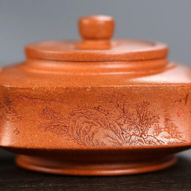 Yixing Zisha Teapot [Sifang Zhou Pan] (Hong Jiang Po Ni – 270ml)