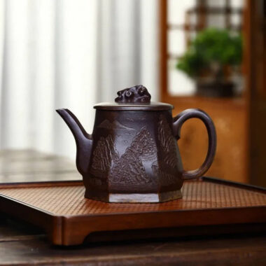 Yixing Zisha Teapot [Taihu Stone Fang Yuan] (Duan Ni Firewood Firing – 300ml)