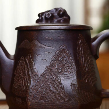Yixing Zisha Teapot [Taihu Stone Fang Yuan] (Duan Ni Firewood Firing – 300ml)