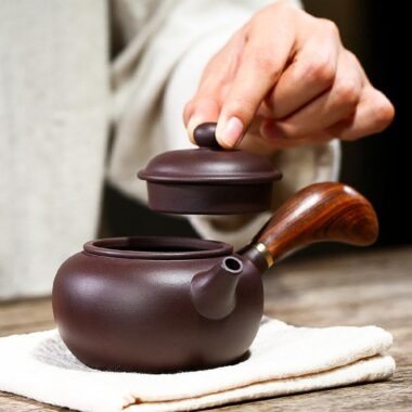 Yixing Zisha Teapot [Tang Yu Side Handle Pot]  (Zi Ni – 220ml)