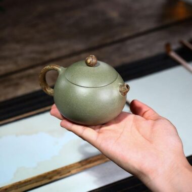 Yixing Zisha Teapot [Xishi Pot] (Douqing Sha/Jiao Ni – 190ml)