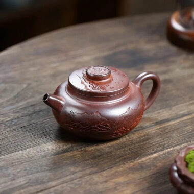 Yixing Zisha Teapot [Yuan Zhu Guan Shan] (High Temperature Duan Ni – 290ml)