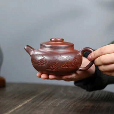 Yixing Zisha Teapot [Yuan Zhu Guan Shan] (High Temperature Duan Ni – 290ml)