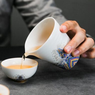 Ceramic Gold Wire Enamel [Haiyan Jiangya] Kungfu Tea Set