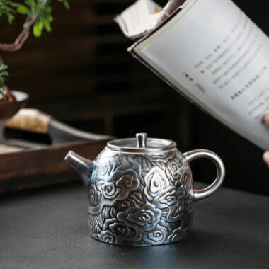 Colorful Antique Gilt Silver Ceramic Teapot 210ml