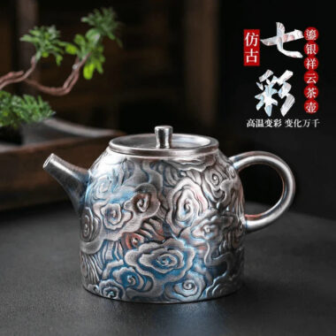 Colorful Antique Gilt Silver Ceramic Teapot 210ml