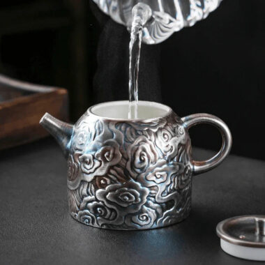 Colorful Antique Gilt Silver Ceramic Teapot 210ml
