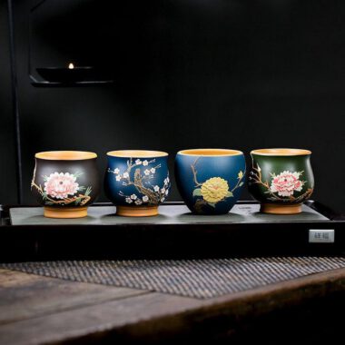 Full Handmade Yixing Zisha Master Tea Cup Gift Set [Flowers Bloom]