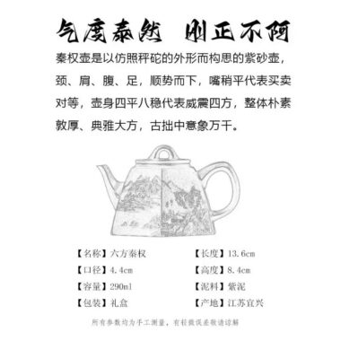Full Handmade Yixing Zisha Shanshui Color Painted Teapot [Liufang Qin Quan] (Lao Zi Ni – 290ml)