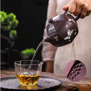 Full Handmade Yixing Zisha Teapot [Butterfly Xishi] (Zi Jia Ni – 420ml)