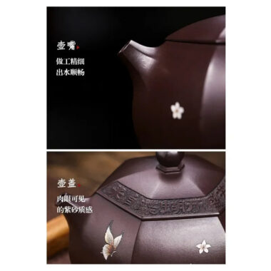 Full Handmade Yixing Zisha Teapot [Butterfly Xishi] (Zi Jia Ni – 420ml)