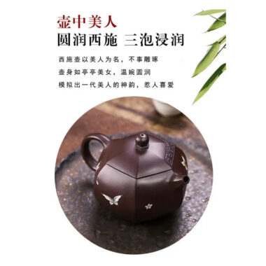 Full Handmade Yixing Zisha Teapot [Butterfly Xishi] (Zi Jia Ni – 420ml)