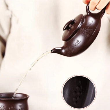 Full Handmade Yixing Zisha Teapot [Cheng Feng Po Lang] 1 Pot 5 Cups Set (Lao Zi Ni – 320ml)
