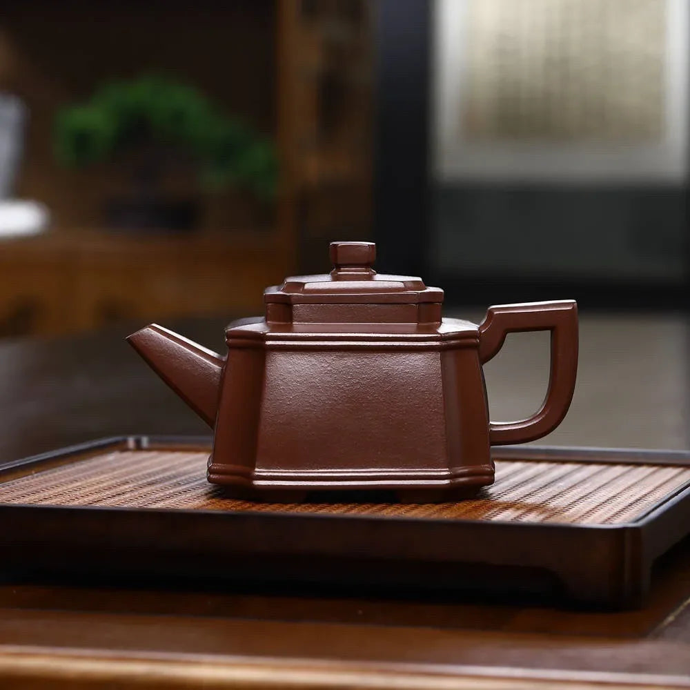 Full Handmade Yixing Zisha Teapot [Chou Jiao Sifang Pot] (Zi Ni – 330ml)