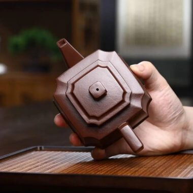 Full Handmade Yixing Zisha Teapot [Chou Jiao Sifang Pot] (Zi Ni – 330ml)