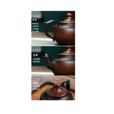 Full Handmade Yixing Zisha Teapot [Dancing Phoenix] (Hei Jiao Ni – 350ml)