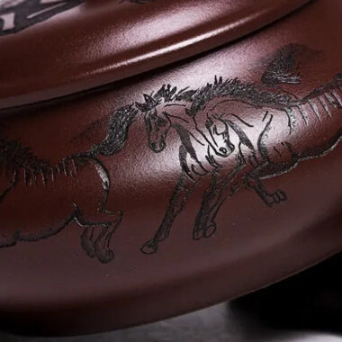 Full Handmade Yixing Zisha Teapot [Eight Horses] (Lao Zi Ni – 280ml)