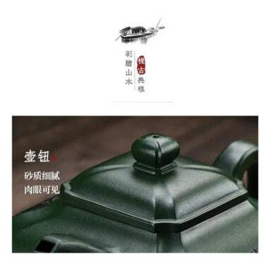 Full Handmade Yixing Zisha Teapot [Fu Yun Wan Jia] (Feicui Lu Ni – 450ml)