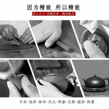 Full Handmade Yixing Zisha Teapot [Hua Yun Die Wu] (Di Cao Qing – 320ml)